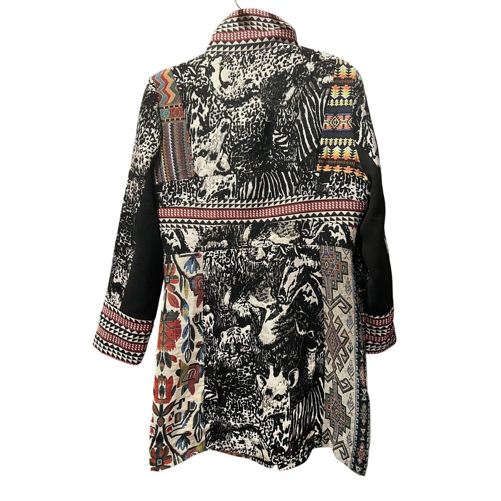 Anthropologie Dor Dor Couture Tapestry Coat Patchwork Art Wear Tribal Boho M - Picture 9 of 11